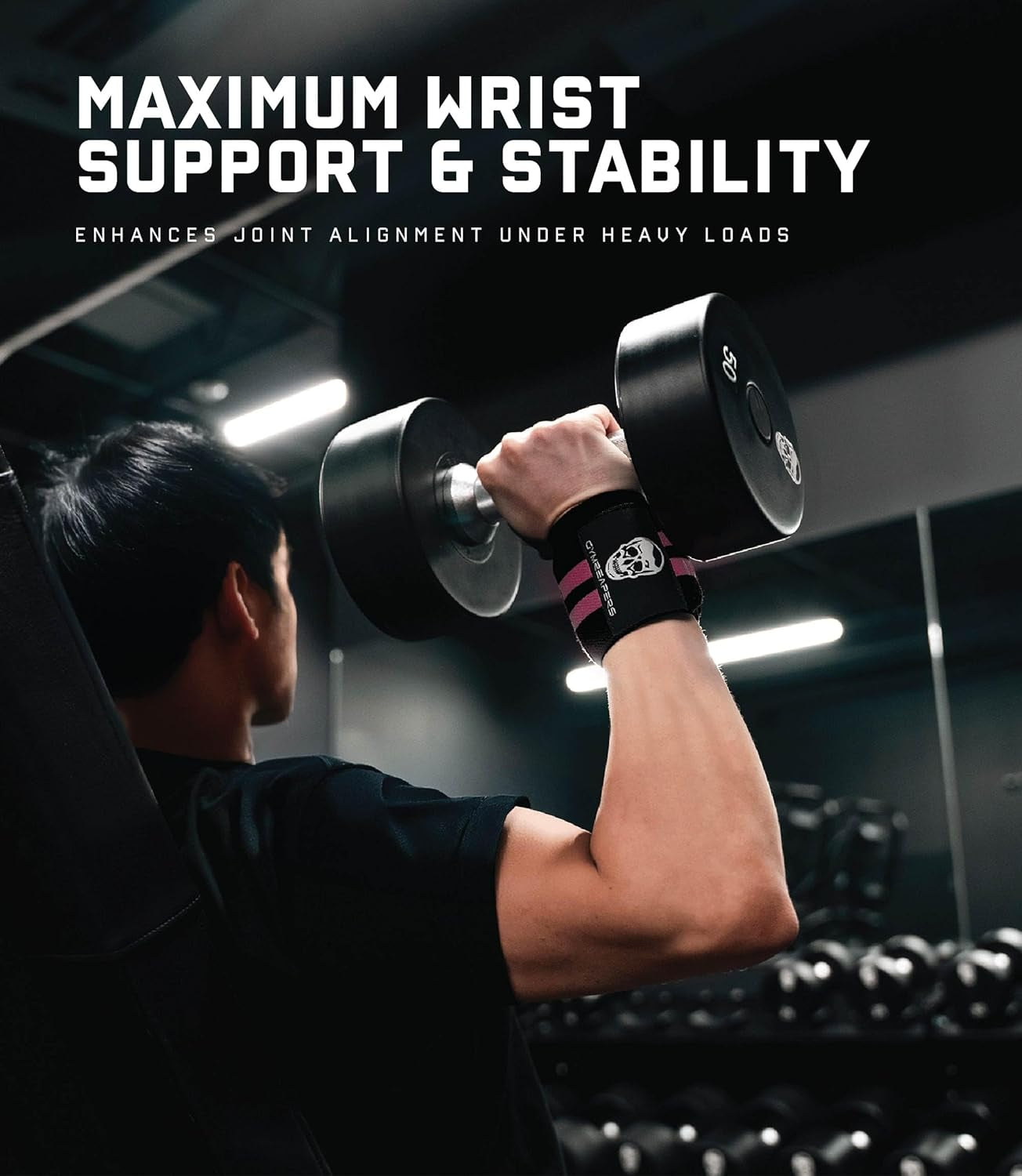 Weightlifting Wrist Wraps (IPF Approved) Professional Quality Wrist Support with Heavy Duty Thumb Loop - Best Wrap for Powerlifting Competition, Strength Training, Bodybuilding
