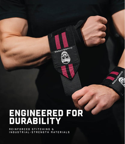 Weightlifting Wrist Wraps (IPF Approved) Professional Quality Wrist Support with Heavy Duty Thumb Loop - Best Wrap for Powerlifting Competition, Strength Training, Bodybuilding