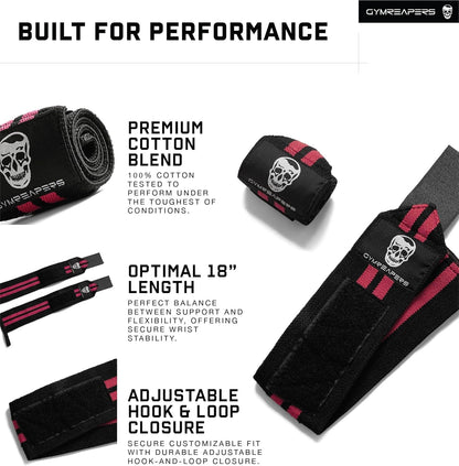 Weightlifting Wrist Wraps (IPF Approved) Professional Quality Wrist Support with Heavy Duty Thumb Loop - Best Wrap for Powerlifting Competition, Strength Training, Bodybuilding